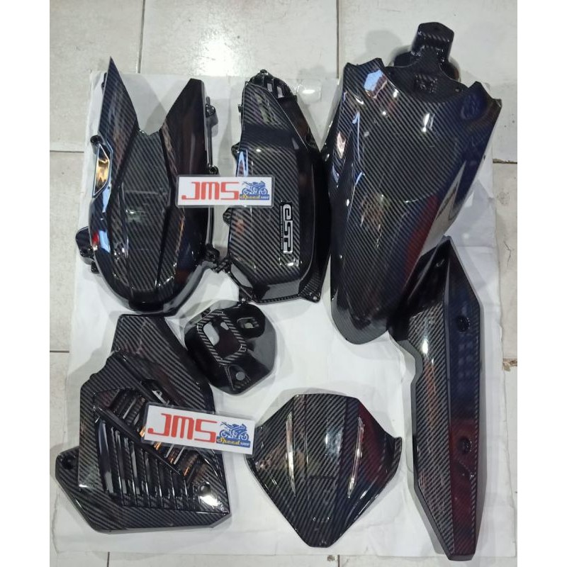 cover tutup carbon paket bodi set vario 125/150 new 2018-2020 cvt radiator cover knalpot corong knalpot spakboard depan visor filter hawa zoro