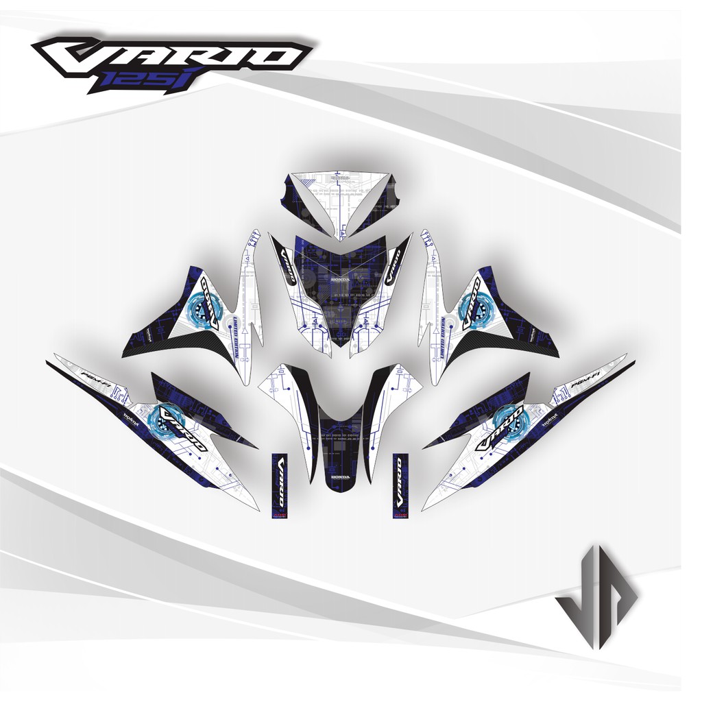 Decal Sticker / Stiker Vario 125 Old 2013 2014 Electro - Biru