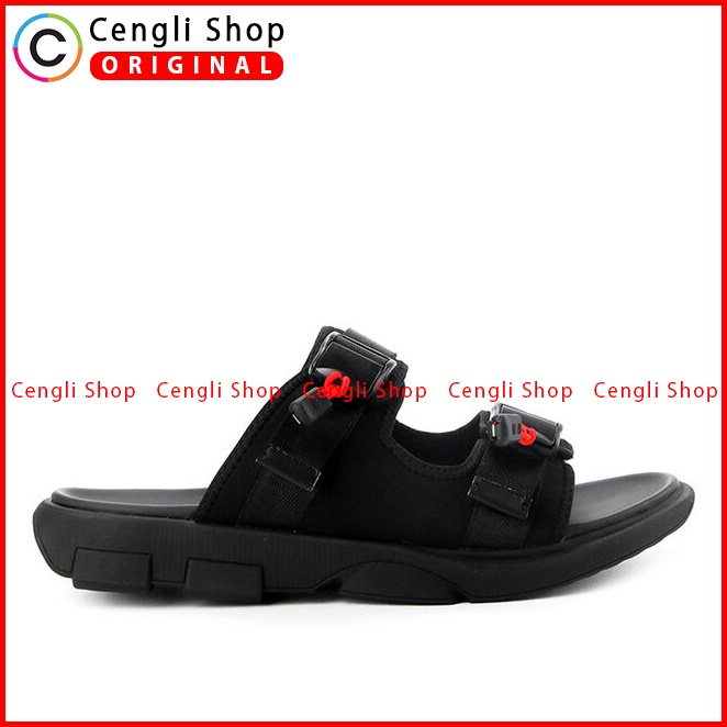 SANDAL SLIDE OBERMAIN PRIA ORIGINAL CASUAL OUTDOOR BRANDED HITAM OM16