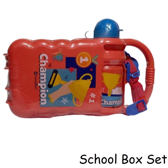 Tempat minum dan kotak makan school box set Karakter edisi anak - random colour