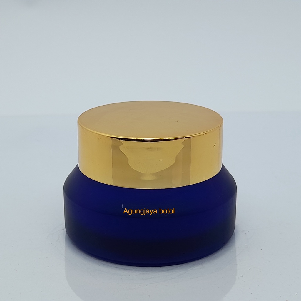 Pot Kaca 15 Gr Gendut Biru Frosted / Pot Kaca / Pot Cream Kaca / Pot Krim Wajah / Pot Kosmetik / Pot
