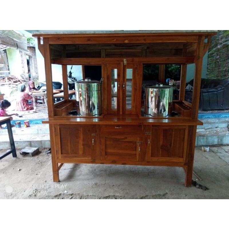 gerobak mie ayam bakso kayu jati dan dua dandang free ongkir