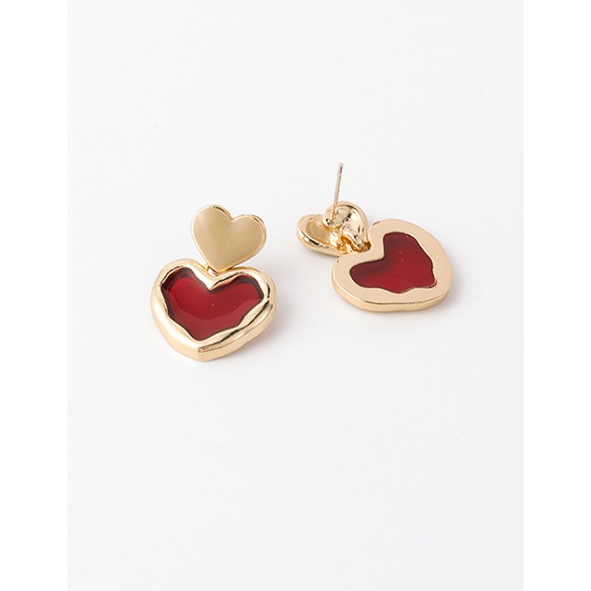 LRC Anting Tusuk Fashion Main Picture Love Dripping Oil Color Irregular Earrings D84885