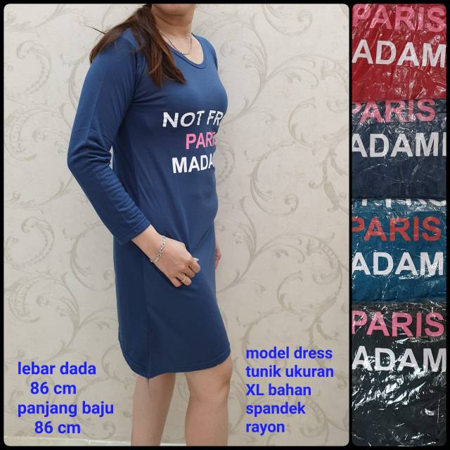 Tokoabelgrosir spandek bagus dress tunik Ukuran XL pjg NOT FR PARIS