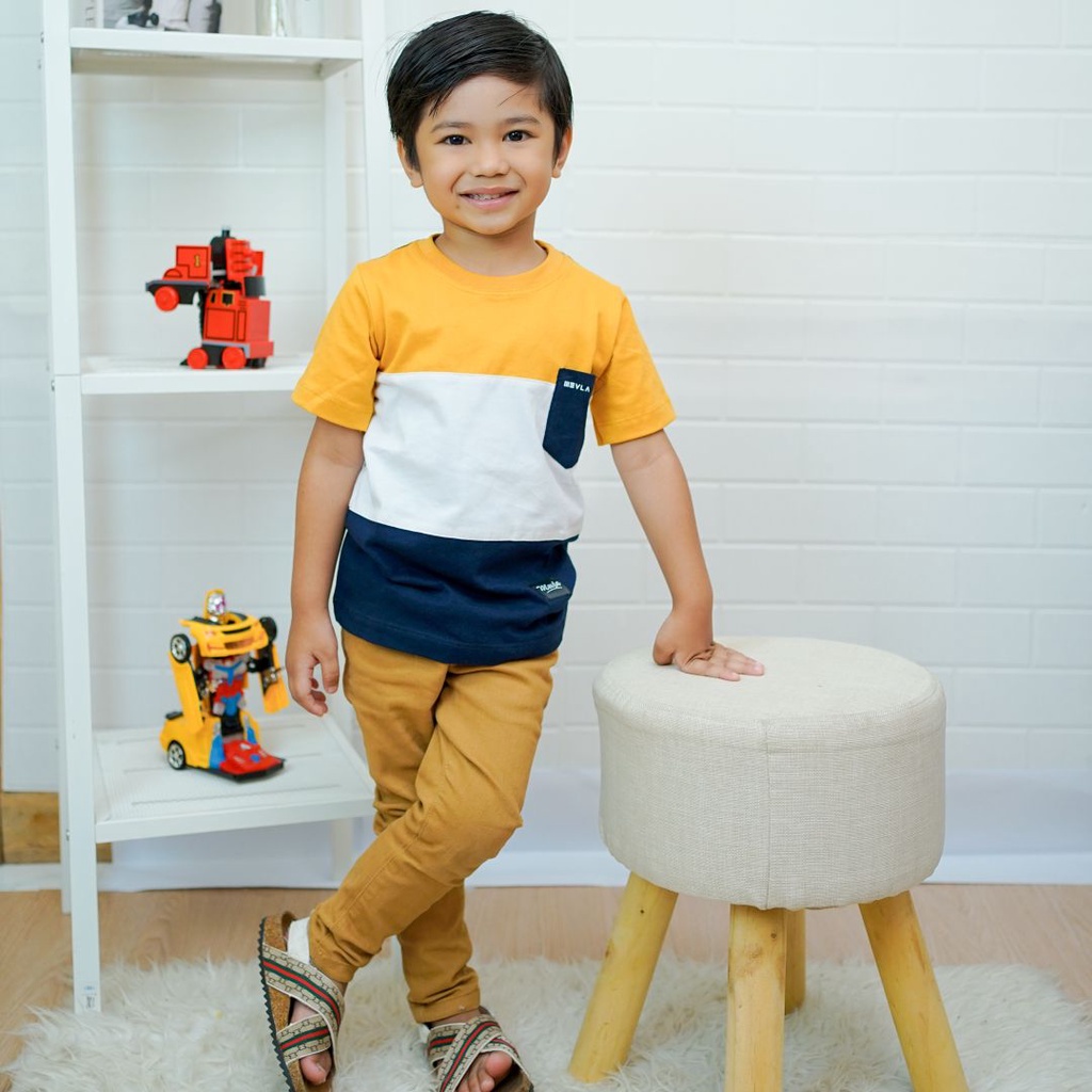 Kaos Anak Laki - laki Premium Original Premium Branded | Mevla Kids - Sakha Mustard