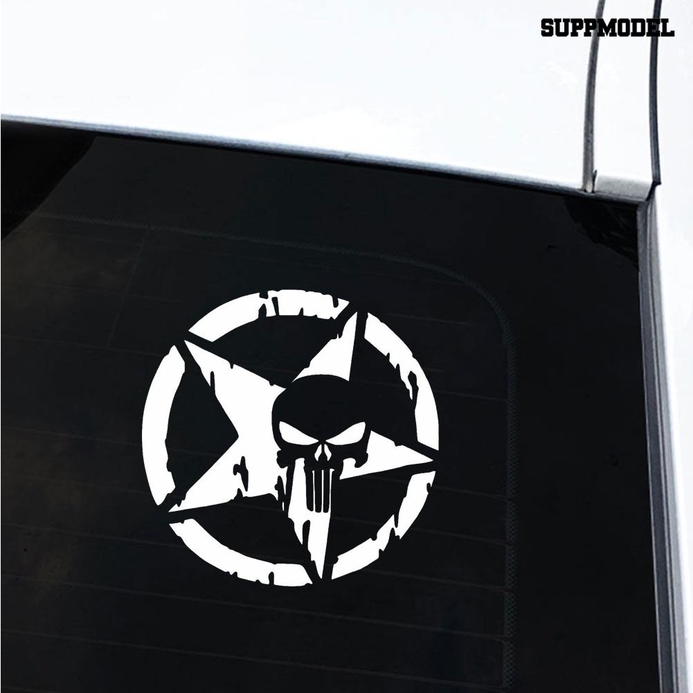 Stiker Decal Motif Tengkorak Pentagram The Punisher Untuk Dekorasi Mobil / Motor