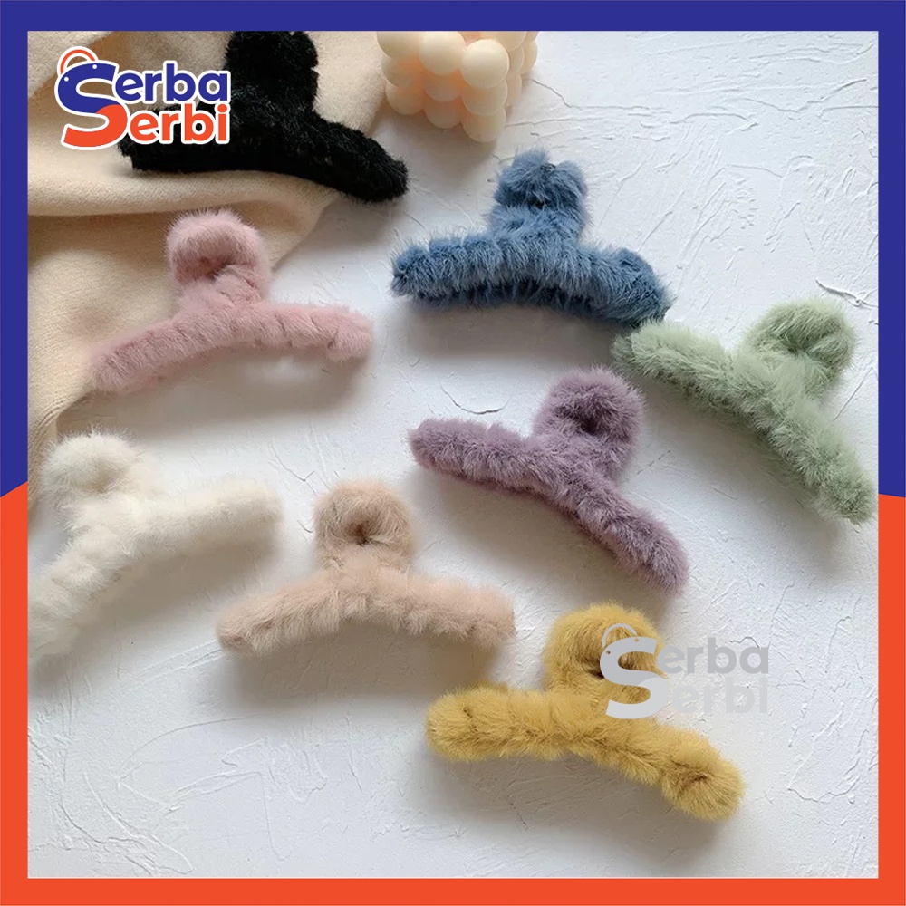 SerbaSerbiGrosir -  Jepitan Jepit Rambut Bulu Jedai Jepit Rambut Korea