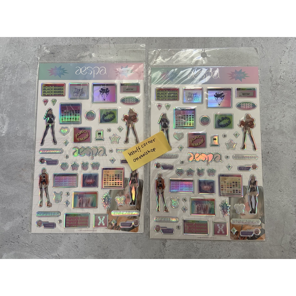 [READY STOCK, SEALED] AESPA WINTER - Hologram Epoxy Sticker + Photocard set (Black Mamba)
