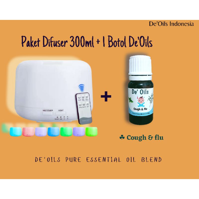 De'Oils Paket Difuser + Essential Oil Murni Berkualitas Pure Essential Oil Aromateraphy baby