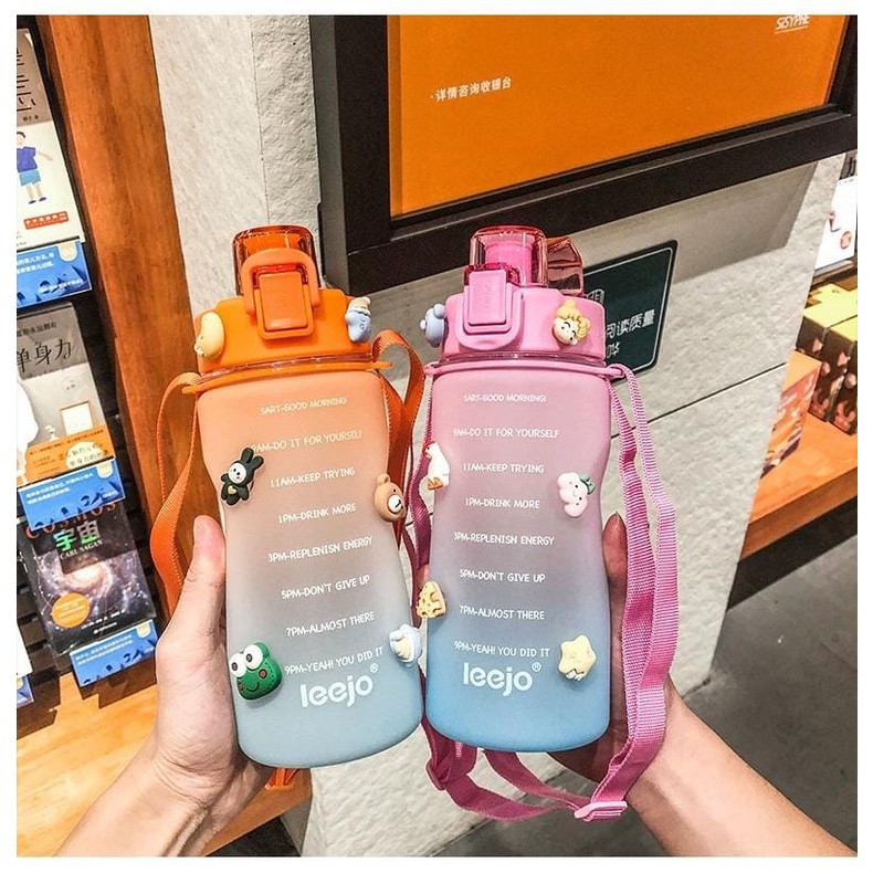 Botol Leejo / Botol Minum 2 Liter Jumbo Tumblr Air Tanda Waktu