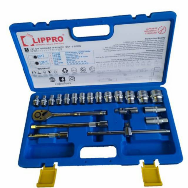 Lippro Kunci shock set 22 pcs 1/2" 12 PT / 6 PT Kunci sok lippro Kunci sock lippro