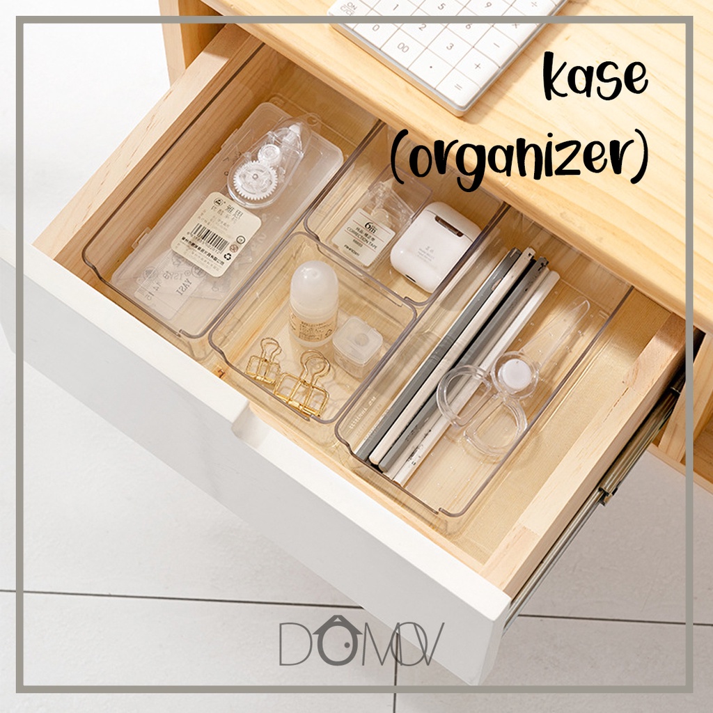 DOMOV KASE Organiser Sekat Laci Bening Acrylic Sumpit Sendok Organiser Kamar Penyimpanan Serbaguna