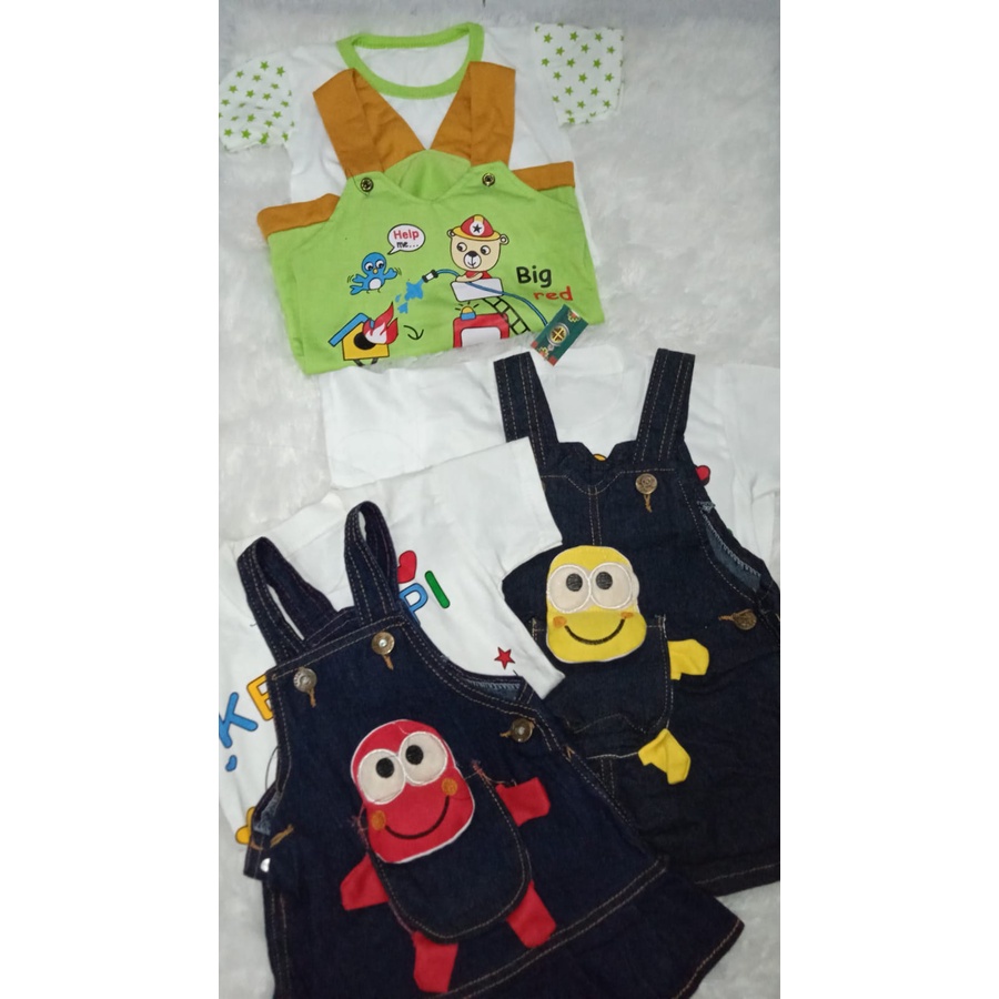 Baju Kodok Karakter Boneka Keroppi Overall Jeans Rok Baju Bayi Lucu