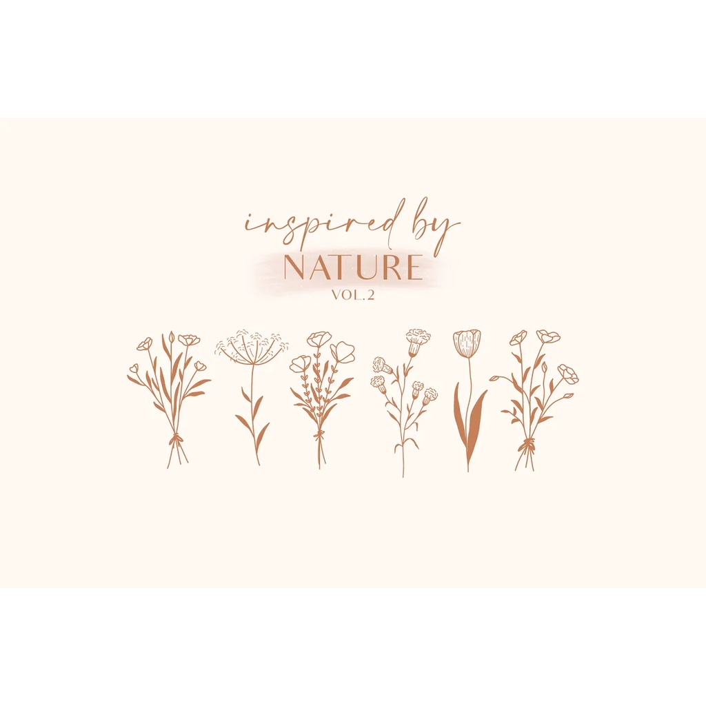 Floral Line Drawings Logo Elements