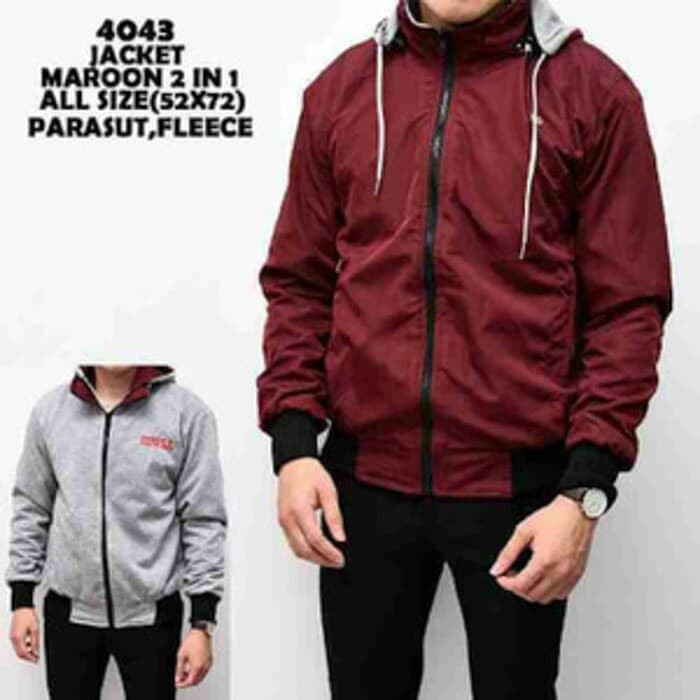 JAKET BOLAK BALIK 2IN1 / JAKET BB /JAKET BOLAK BALIK PARASUT PRIA UKURAN M L XL