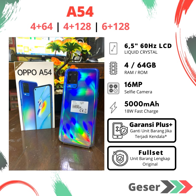 OPPO A54 4/64 & 4/128 & 6/128 Original Garansi ( Seken Like New )