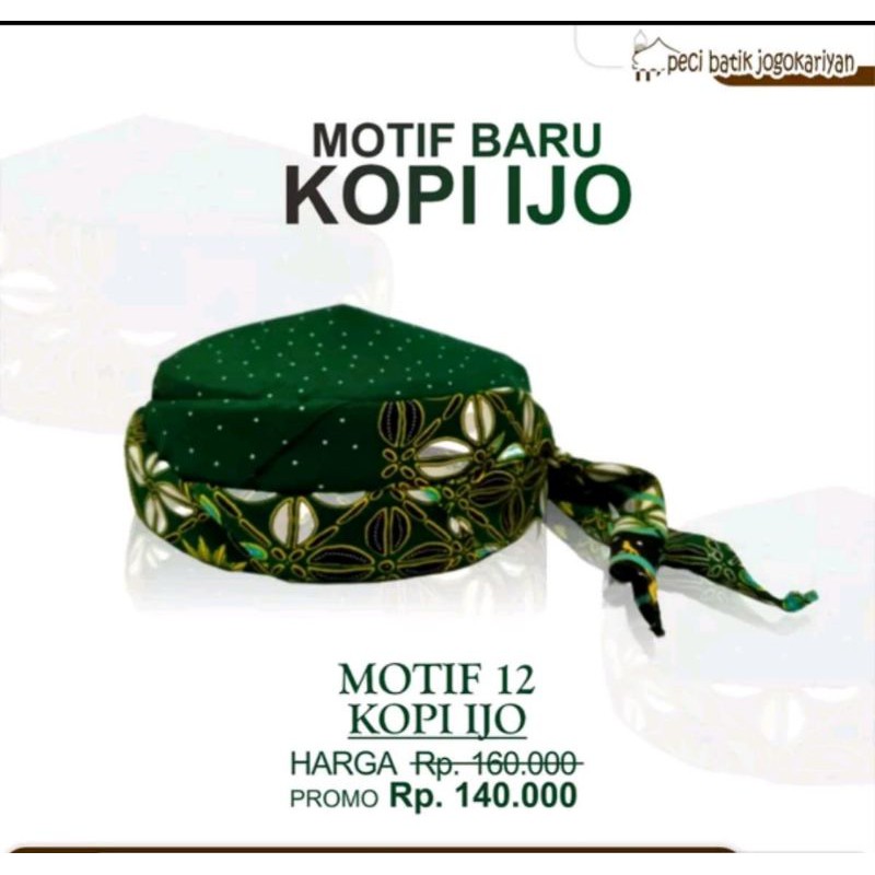 Peci Batik Keren Khas Masjid Jogokariyan Yogyakarta Motif Kopi Ijo