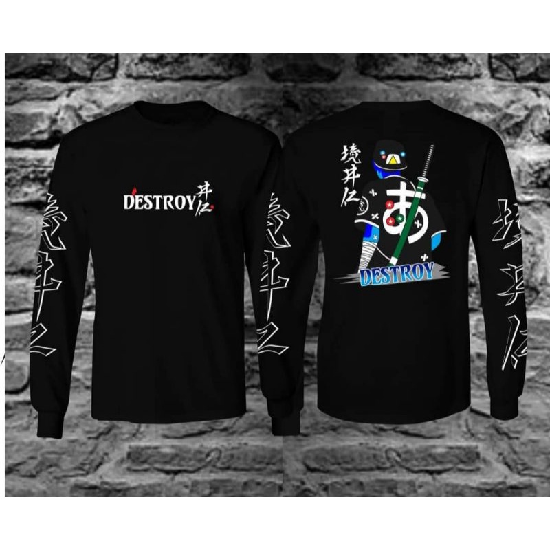 Baju Kaos Samurai Destroy Lengan Panjang / Baju Kaos Pria Lengan Panjang / Baju Kaos /Baju Kaos Samu