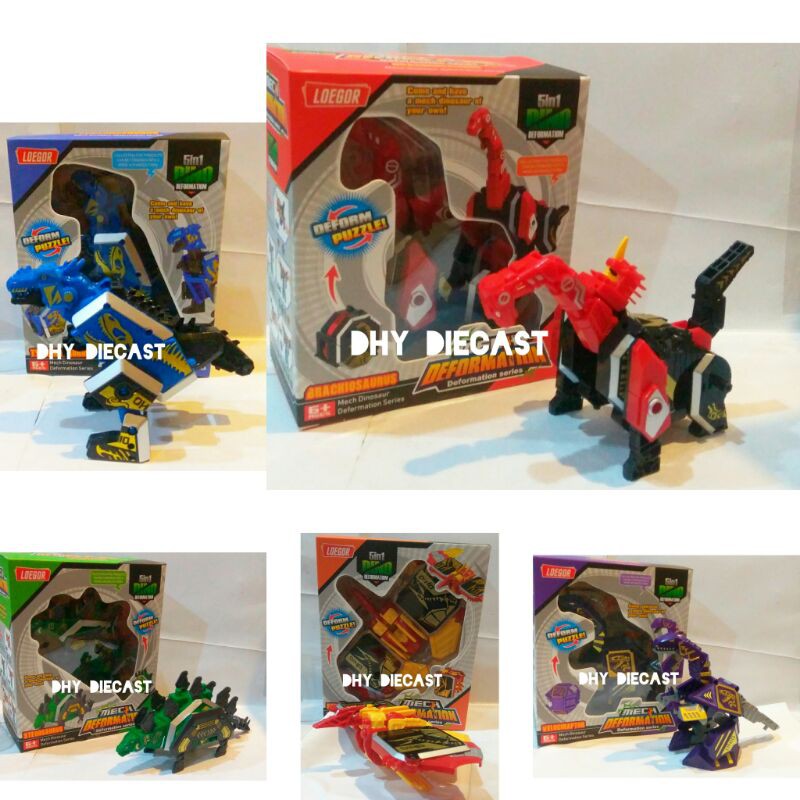 Mainan Mecha Deformation Robot Dino Loegor 5in1