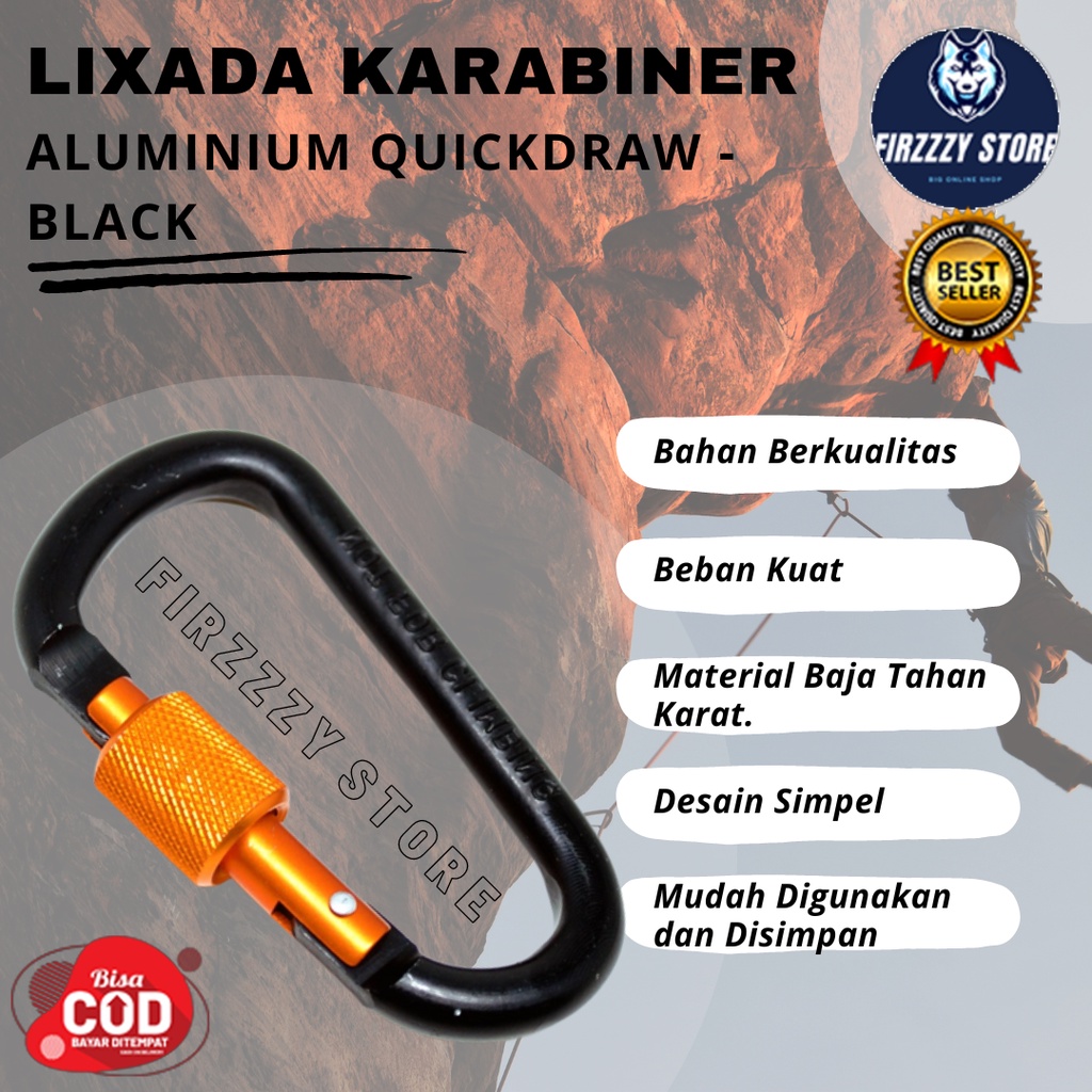 LIXADA Karabiner Aluminium Quickdraw - Black