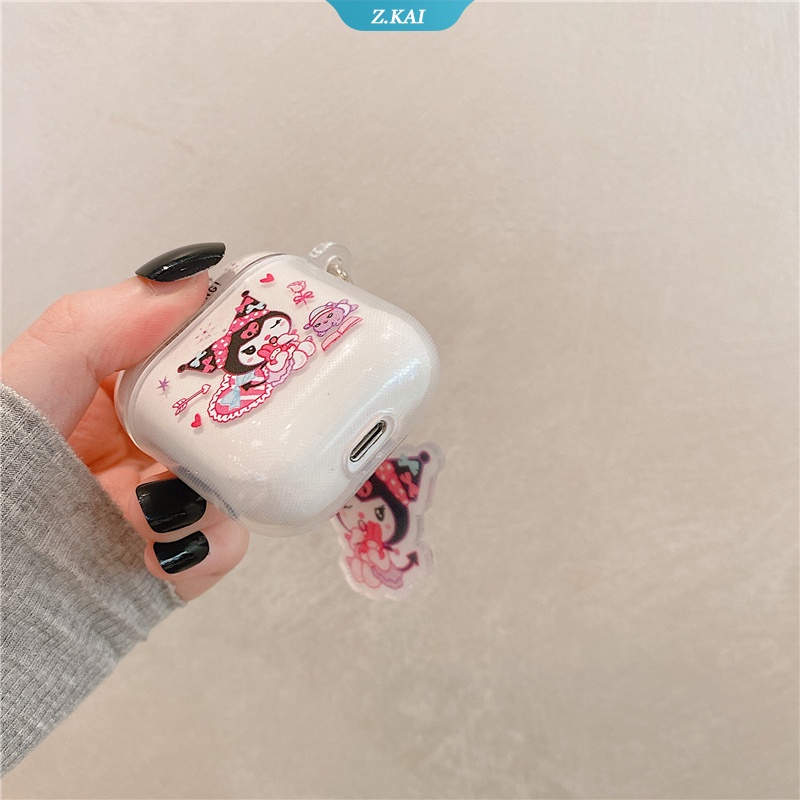 Love Kuromi Casing Silikon Motif Kartun Lucu Untuk Simpan Earphone Wireless Bluetooth Apple AirPods 1 / 2pro