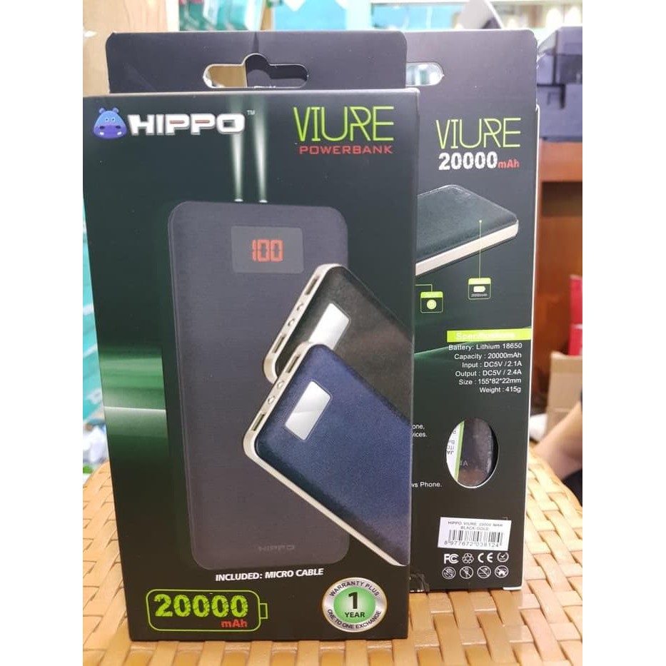 HIPPO PowerBank VIURE 20000 Mah Black original bergaransi