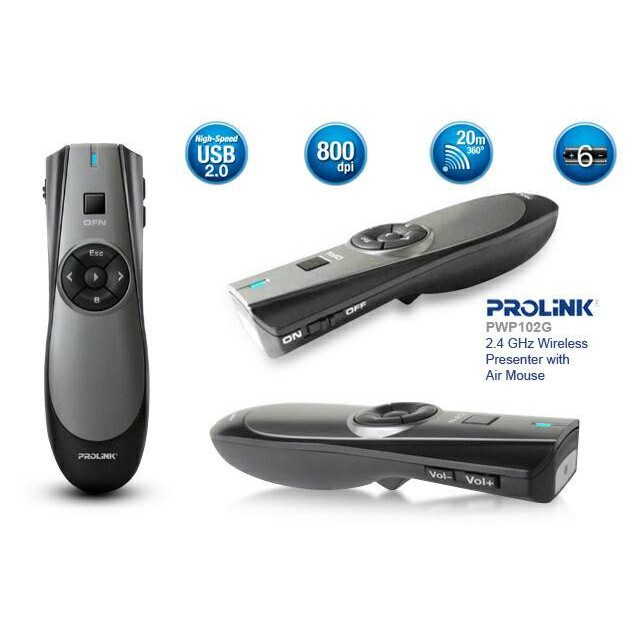 PROLINK PRESENTER WIRELESS PWP 102G 2.4GHz Red Laser