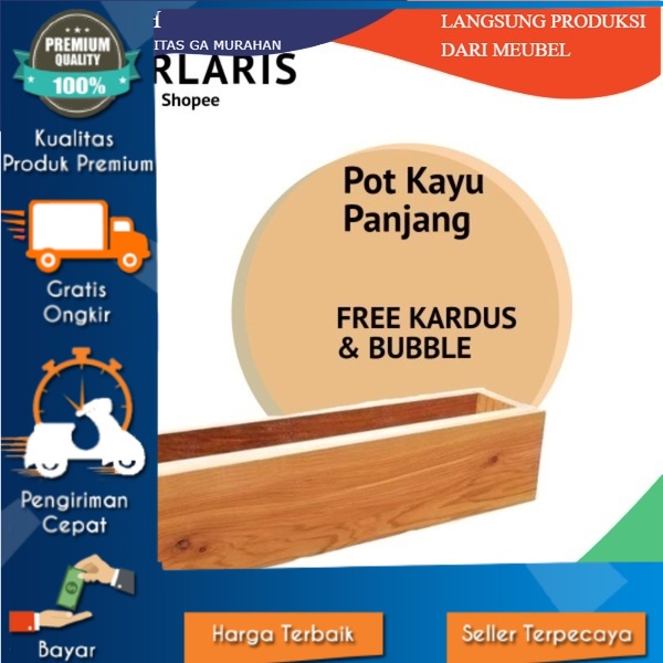 Pot Kayu Persegi panjang