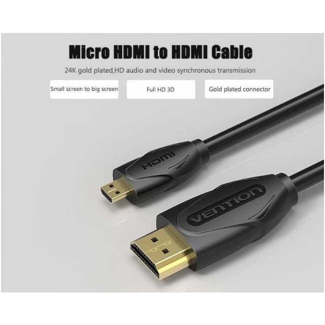 [1M - 3M] Vention Kabel HDMI to Micro HDMI v1.4 Full HD Kamera Tablet - D03