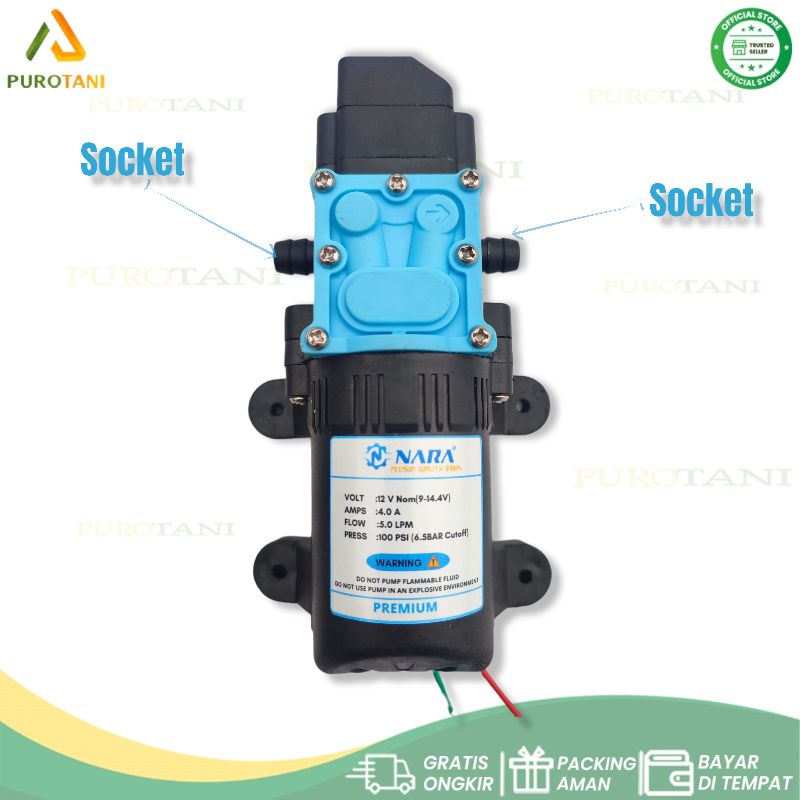 Pompa elektrik 4a 5lpm 100 psi nara soket soket socket drat