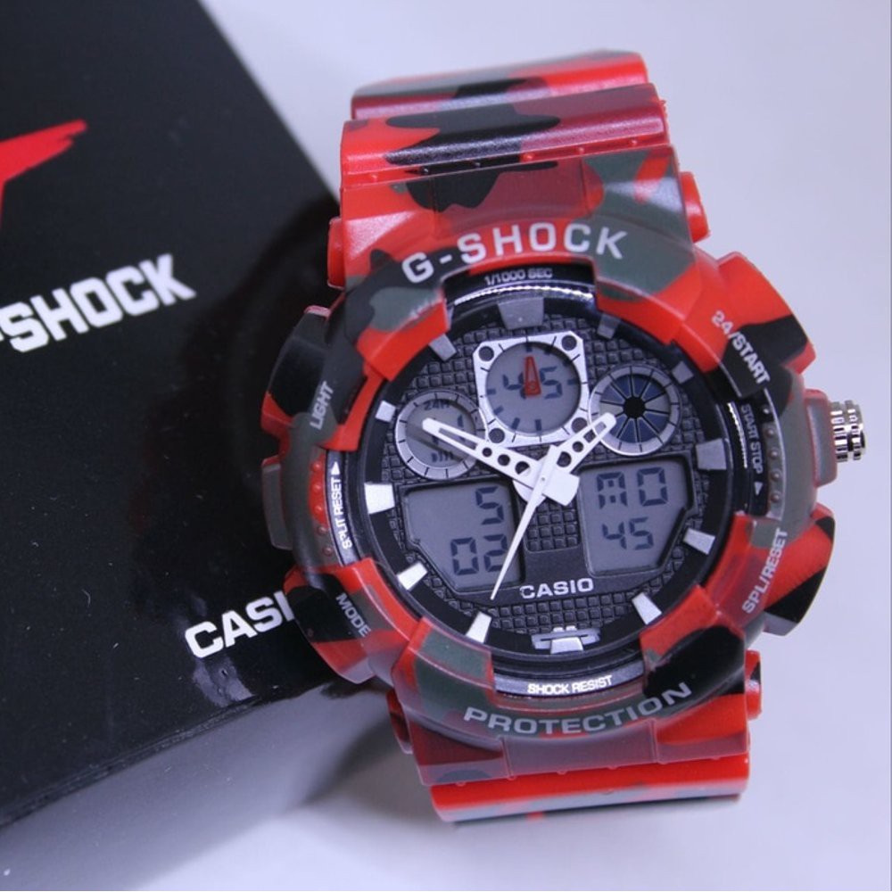 JAM TANGAN PRIA G SHOCK GA 100 ARMY RED