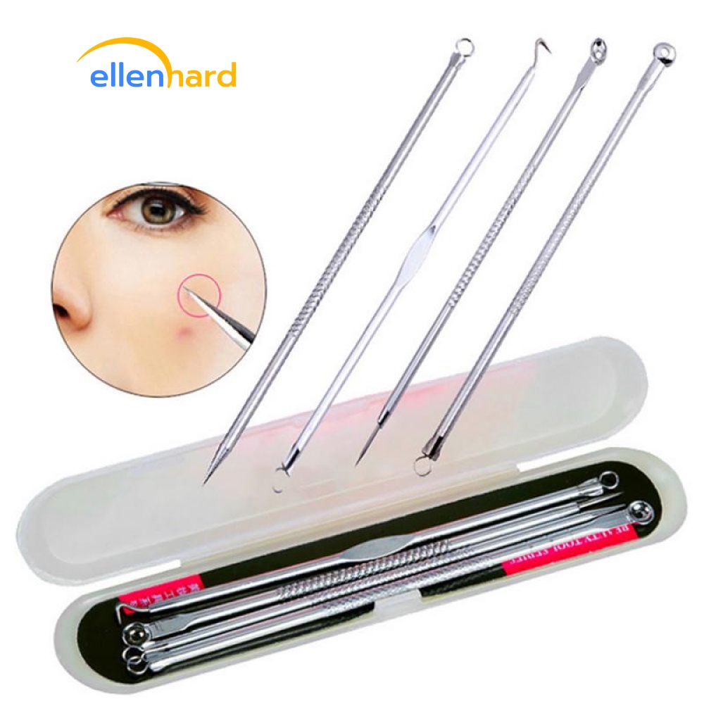 Pinset Komedo Set Isi 4 Pcs Alat Pengangkat Jerawat Blackhead Stainless