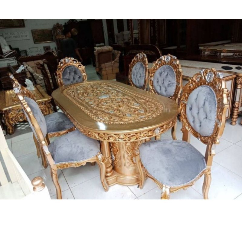 Meja makan jati rosalinda jepara/meja makan jati ukir jepara