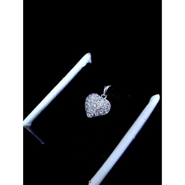 liontin love simple emas putih berlian asli natural