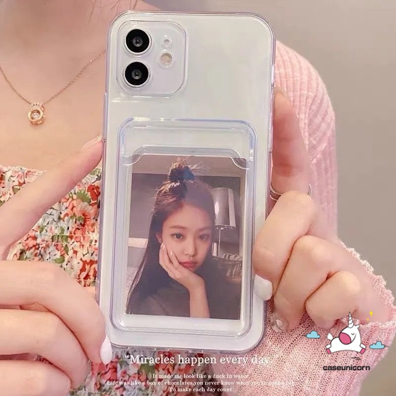 Wallet Slot Card Holder Phone Case for Vivo Y20 Y11 Y15 Y12 Y17 Y12i Y30 Y20i Y20s Y12s Y50 Y30i Transparent Soft TPU Back Cover Real Me C11 5 5s 5i 6i C3 OP PO A54 A12 A94