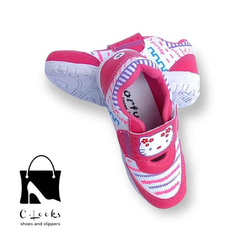 Sporty LB Garis Hello Kitty Sepatu Anak Perempuan Size 26 - 30 Putih Pink