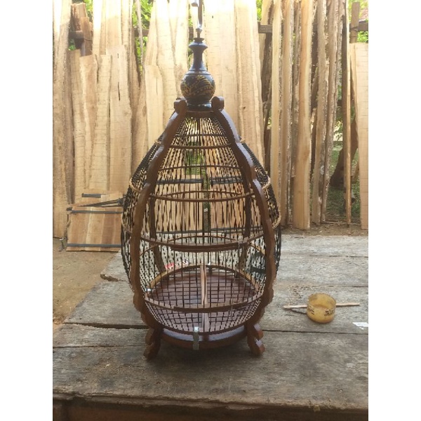 sangkar jemur perkutut 4 tiang kayu jati