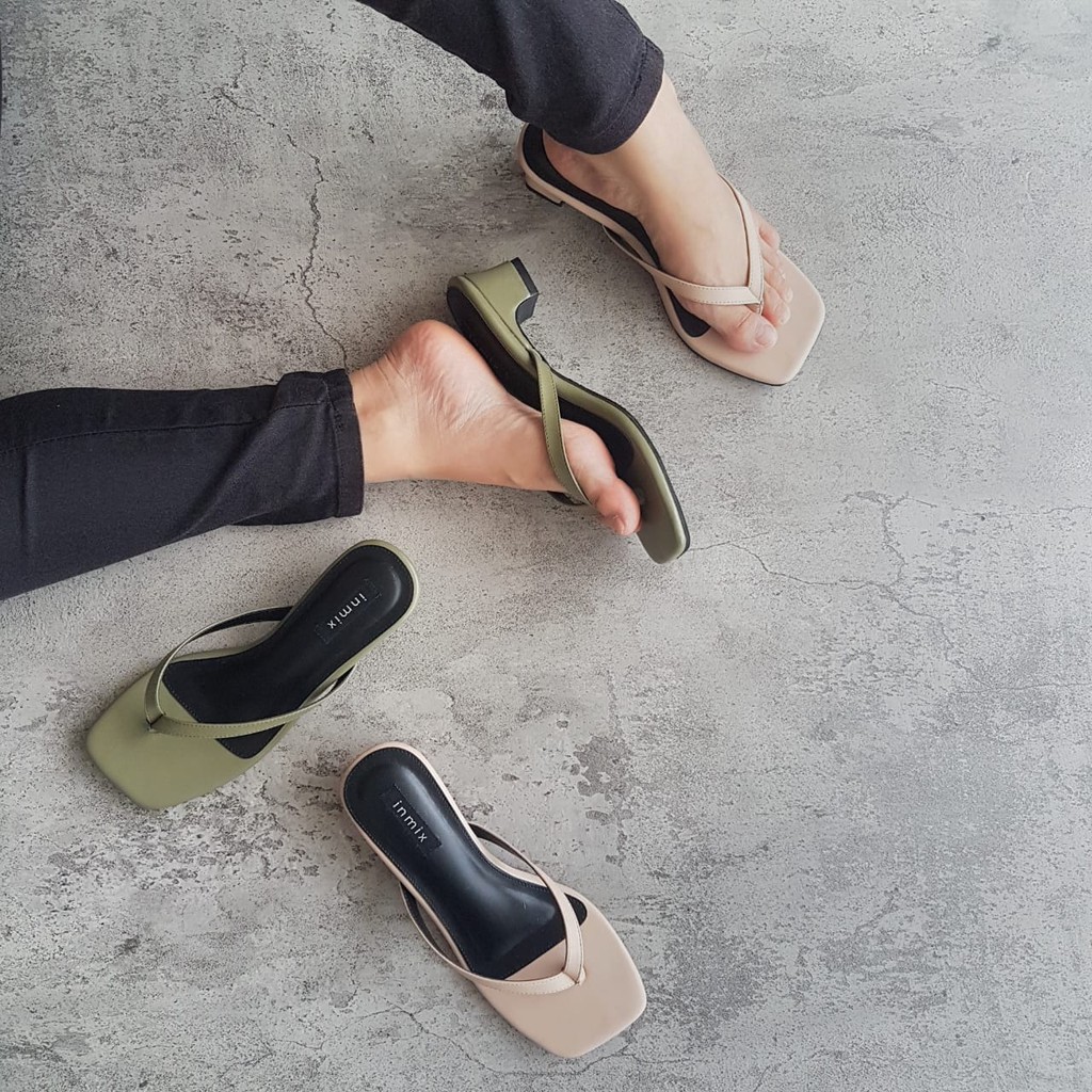 inmix - LYDIA - Premium Imported Material Sandal Jepit Hak 4cm - inmix Rubber Outsole-1