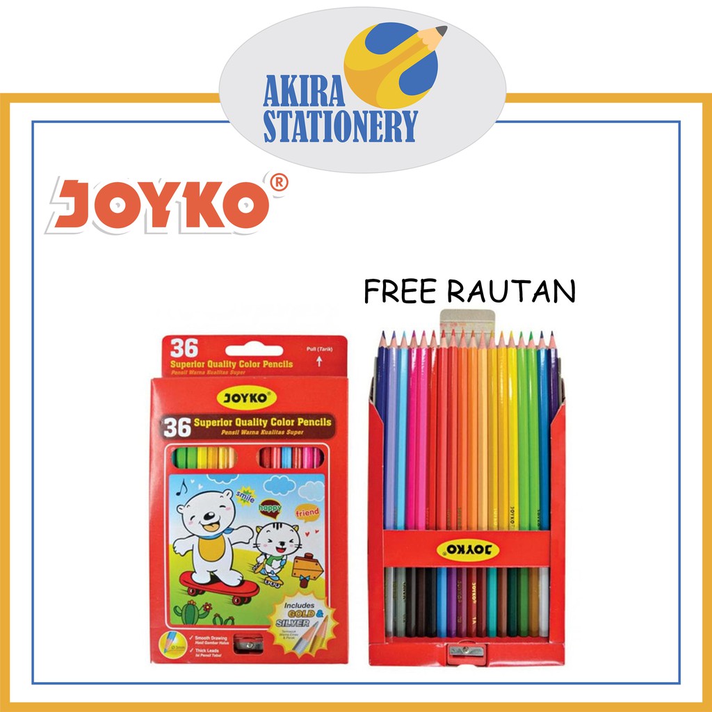 

Pensil Warna JOYKO CP 36 PB Free Rautan ( 36 Warna ) Color Pencil 36 Colours CP-36PB ( SET )