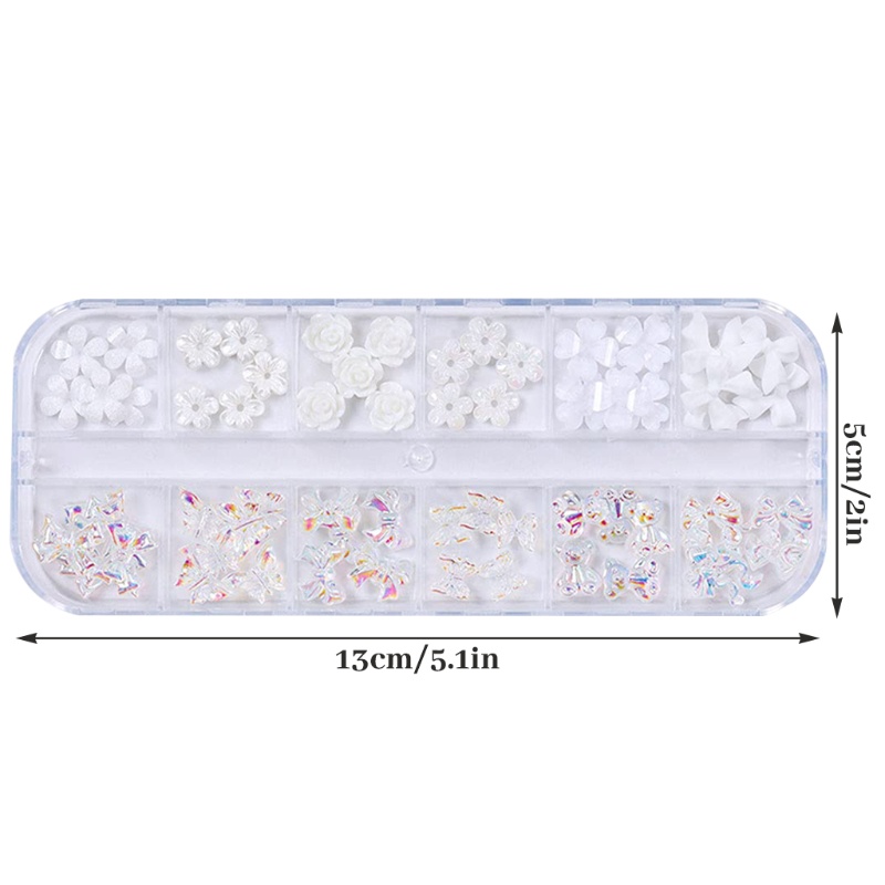 Siy Stiker Kuku Motif Kupu-Kupubunga Aksen Glitter Warna Putih Untuk Aksesoris Nail Art Butterfly