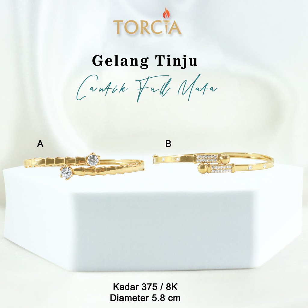 Gelang Oval Emas Asli Tinju Cantik Full Mata Kadar 375 Torcia