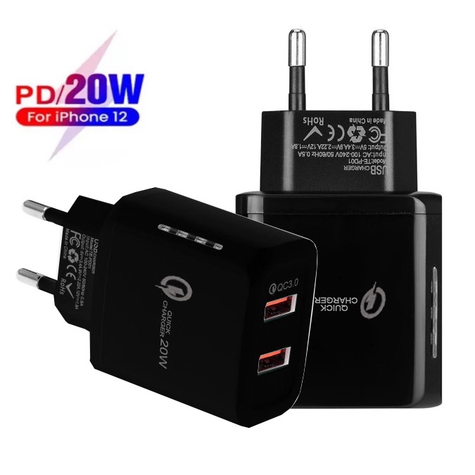 Universal Dual USB Quick Charger 3.0 hp Android iPhone Samsung Xiaomi IOS