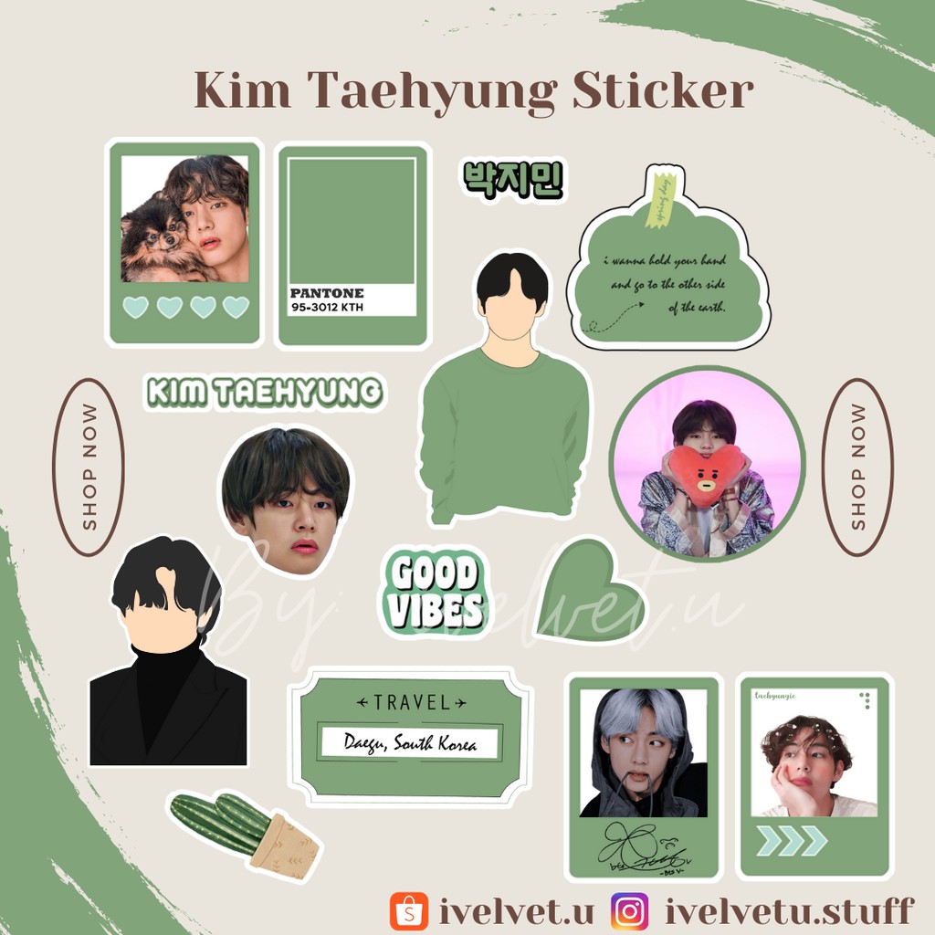 

[COD] BTS V Kpop Aesthetic Sticker Pack for Journal/Case Handphone 15pcs