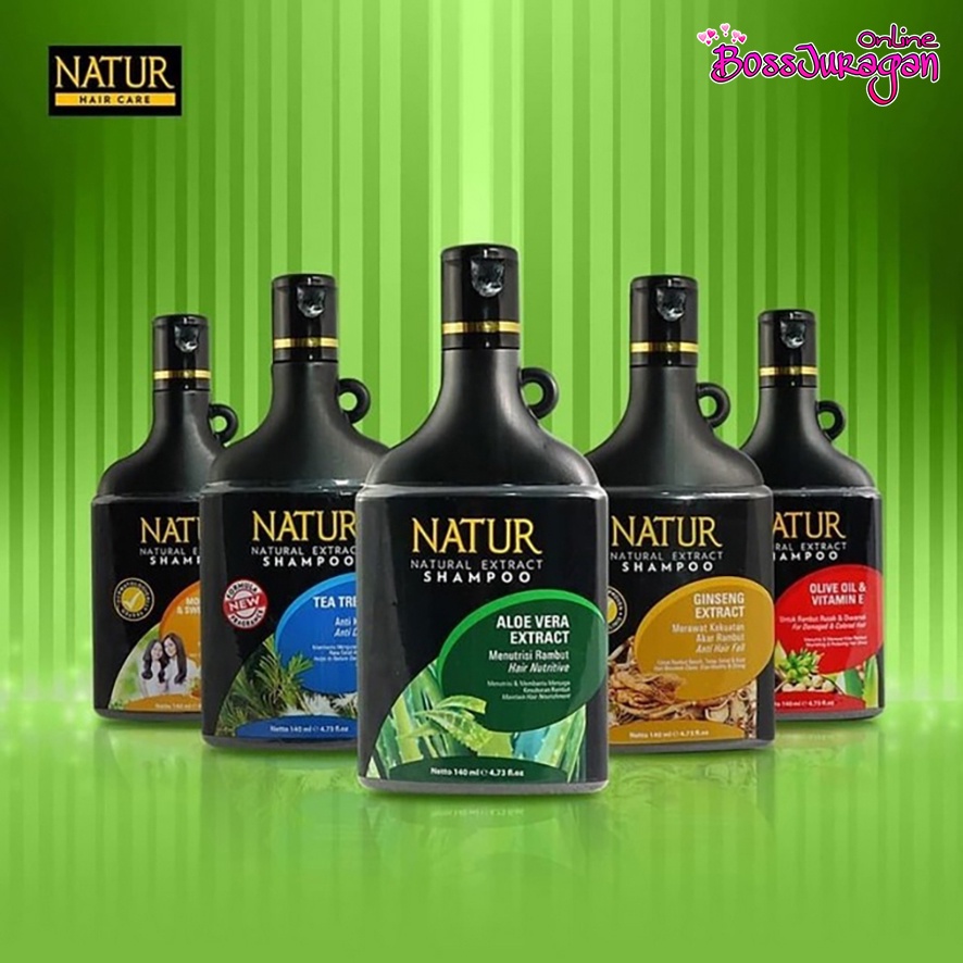 (BOSS) NATUR Natural Extract Shampoo | Shampoo Herbal | Olive Oil | Gingseng | 80mL | 140mL | 270mL