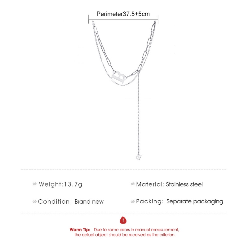 Gaya Eropa Dan Amerika Stainless Steel Liontin Kalung Sederhana B Huruf Rantai Klavikula Angin Dingin Wanita Rantai Kalung