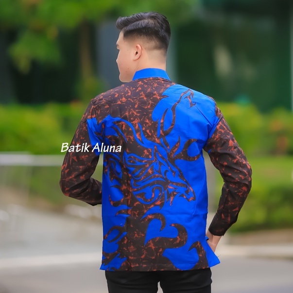 Baju Koko Pria Lengan Panjang Premium Baju Muslim Kombinasi Batik Pria Dewasa Lengan Panjang Kemeja Koko Pria Lengan Panjang Modern Dan Hitam FASHION MUSLIM BATIK ALUNA