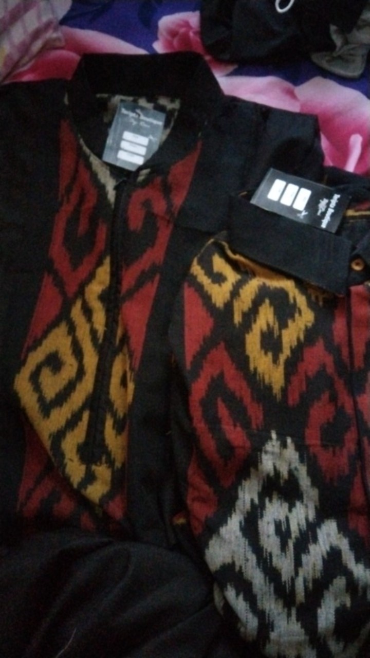 Realpict Gamis Batik Tenun Troso Kombi Polos Abaya
