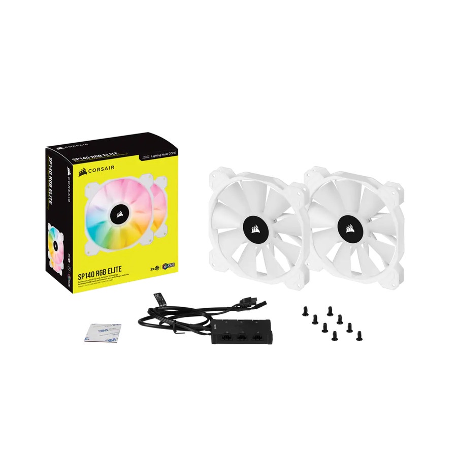 Corsair iCUE SP140 RGB Elite PWM White (Twin Pack) - 14CM Fan