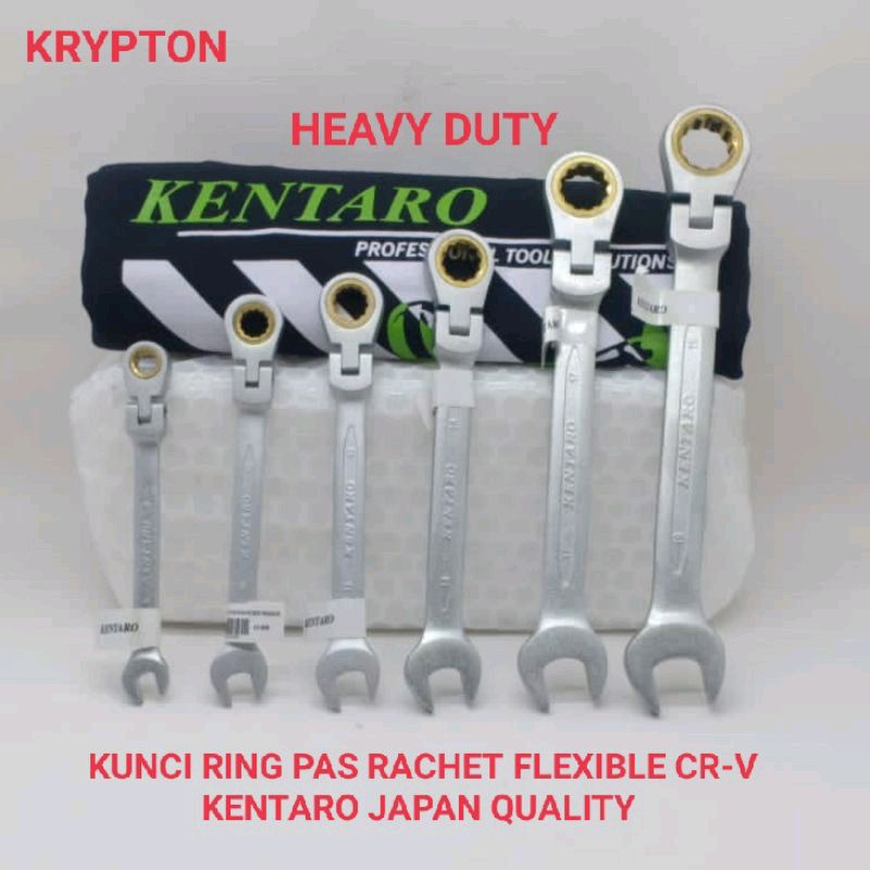 KUNCI RING PAS 8MM RACHET FLEXIBLE CR-V HEAVY DUTY KENTARO JAPAN QUALITY