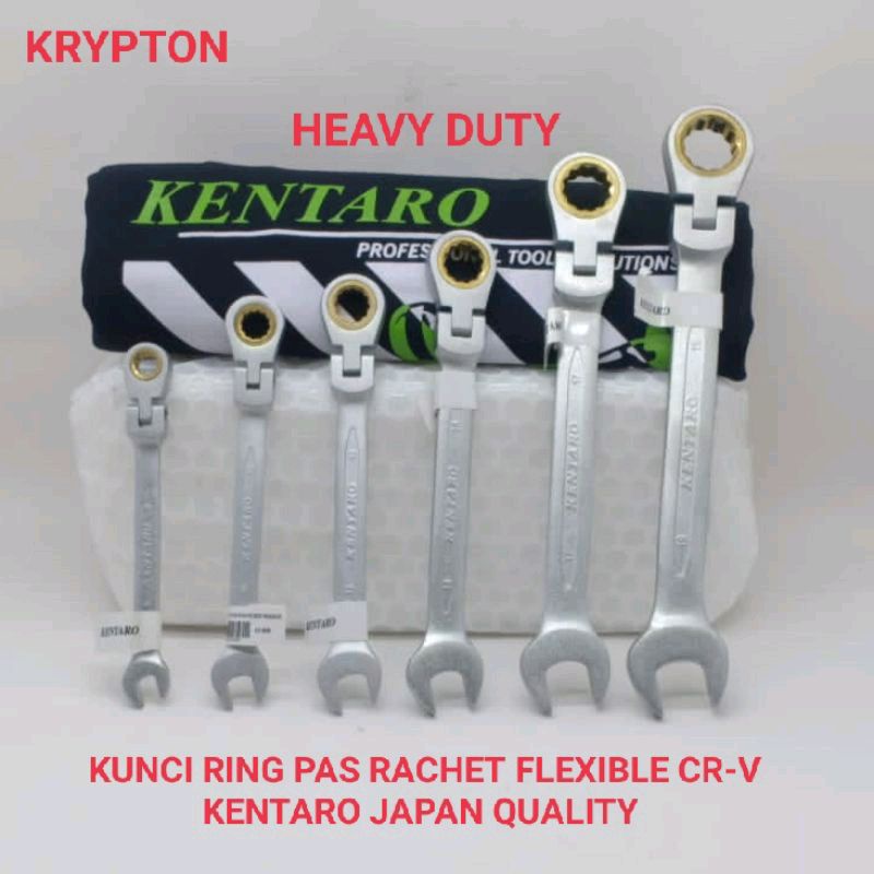 KUNCI RING PAS 19MM RACHET FLEXIBLE CR-V HEAVY DUTY KENTARO JAPAN